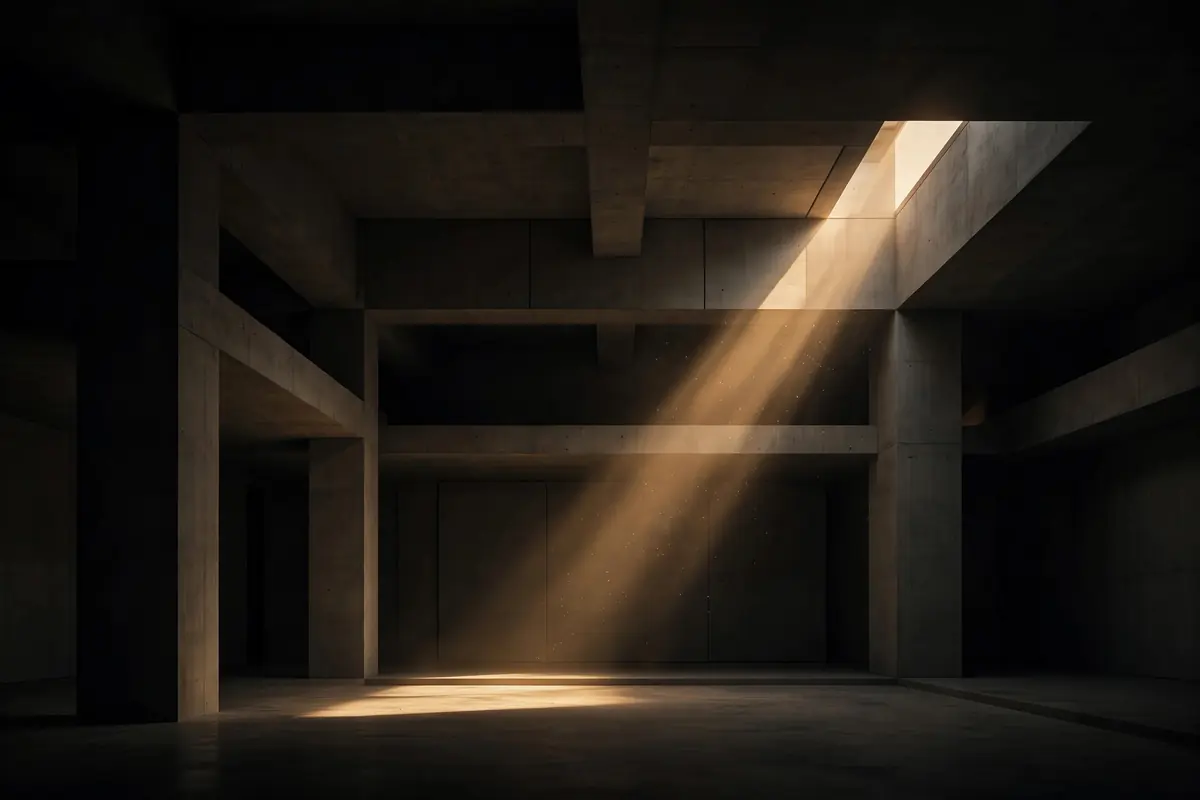 Golden light cutting through darkness